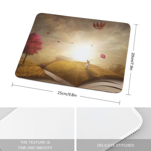 yanfind The Mouse Pad Comfreak Fantasy Purple Tree Autumn Girl Dream Sunlight Pattern Design Stitched Edges Suitable for home office game