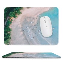yanfind The Mouse Pad Boats Coast Sand Forest Landscape Daylight Daytime Waves Island Beach Watercrafts Transportation Pattern Design Stitched Edges Suitable for home office game