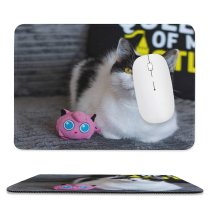 yanfind The Mouse Pad Funny Curiosity Sit Love Little Pretty Eye Portrait Stripe Kitten Whisker Downy Pattern Design Stitched Edges Suitable for home office game