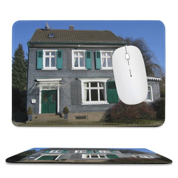 yanfind The Mouse Pad Building Building Bushes Home Area Grey Slate Residential Cladding Siding Classic Estate Pattern Design Stitched Edges Suitable for home office game