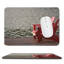 yanfind The Mouse Pad Blur Freedom Wood Pier Rest Leisure Bench Wooden Chair Relax Dock Outdoor Pattern Design Stitched Edges Suitable for home office game