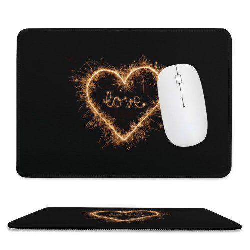 yanfind The Mouse Pad Black Dark Love Love Heart Sparkles Night Letters Pattern Design Stitched Edges Suitable for home office game