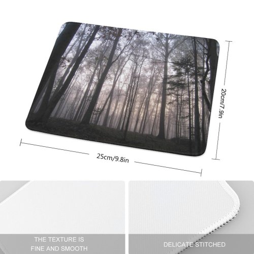 yanfind The Mouse Pad Coniferous Leaves Tropical Tree Forest Fog Sunrise Northern Old Growth Mist Landscape Pattern Design Stitched Edges Suitable for home office game