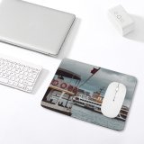 yanfind The Mouse Pad Boats City Vacation Clouds Daylight Pier Travel Ferry Cruise Watercrafts Flag Transportation Pattern Design Stitched Edges Suitable for home office game