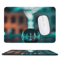 yanfind The Mouse Pad Blur Focus Dark Field Lensball Round Ball Reflection Crystal Depth Pattern Design Stitched Edges Suitable for home office game