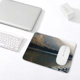 yanfind The Mouse Pad Boats Clear Serene Scenery Rowboat Mountains Ripples Peaceful Tranquil Transportation Scenic Idyllic Pattern Design Stitched Edges Suitable for home office game