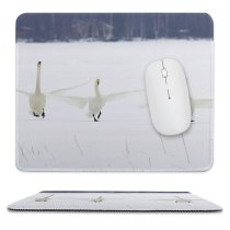 yanfind The Mouse Pad Whooper Swan Bird Ice Winter Snow Tundra Atmospheric Ducks Geese Swans Waterfowl Pattern Design Stitched Edges Suitable for home office game