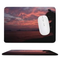 yanfind The Mouse Pad Dusk Afterglow Cloud Sunset Beach Sunset Vacation Sky Horizon Sunrise Tree Tropical Pattern Design Stitched Edges Suitable for home office game