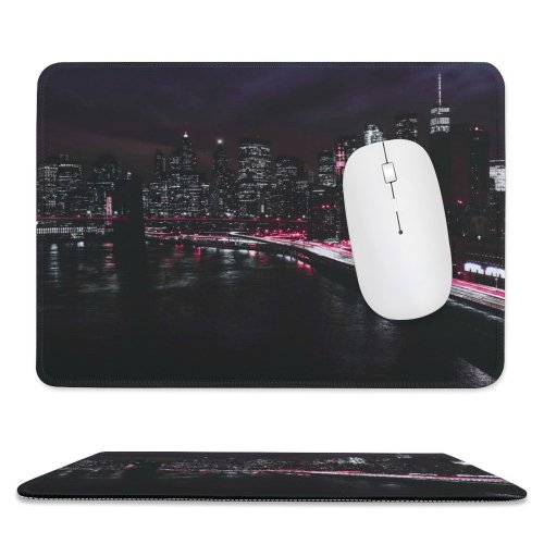 yanfind The Mouse Pad Matteo Catanese Black Dark York City Manhattan Traffic Lights Light Trails Night Pattern Design Stitched Edges Suitable for home office game