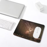 yanfind The Mouse Pad Comfreak Black Dark Hirsch Deer Forest Sun Rays Dark Wildlife Rock Pattern Design Stitched Edges Suitable for home office game