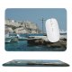 yanfind The Mouse Pad Marina Coast Harbor Mare Isola Sea Faro Vehicle Vacation Boat Yacht Port Pattern Design Stitched Edges Suitable for home office game