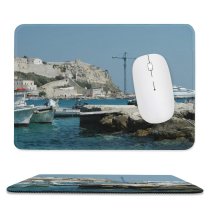 yanfind The Mouse Pad Marina Coast Harbor Mare Isola Sea Faro Vehicle Vacation Boat Yacht Port Pattern Design Stitched Edges Suitable for home office game