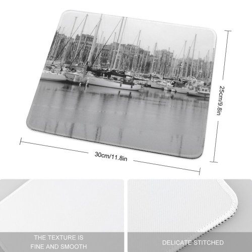 yanfind The Mouse Pad Marina Watercraft Harbor Mast Vehicle Boat Port Pattern Design Stitched Edges Suitable for home office game