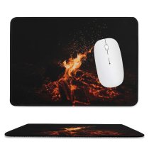 yanfind The Mouse Pad Clay Banks Black Dark Bonfire Dark Campfire Flame Night Time Burning Outdoor Pattern Design Stitched Edges Suitable for home office game