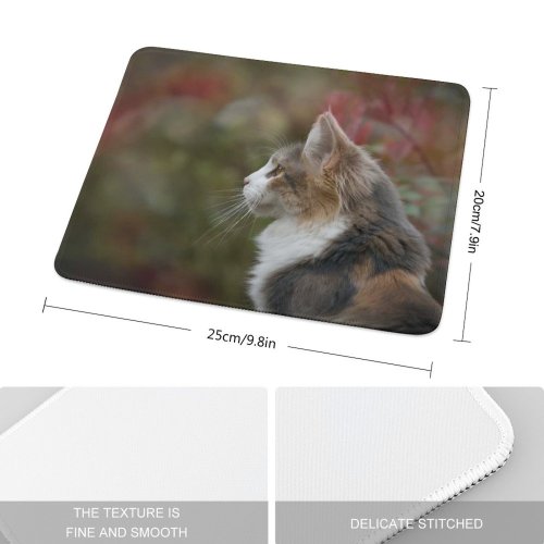 yanfind The Mouse Pad Pet Outdoors Side Tabby Whiskers Focus Little Blur Face Cat Eye Fur Pattern Design Stitched Edges Suitable for home office game