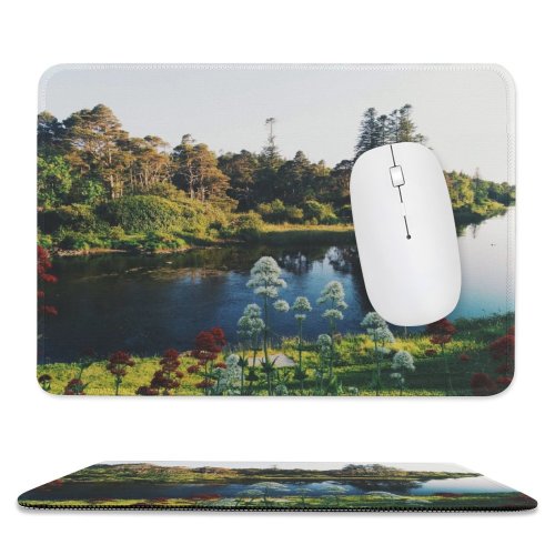 yanfind The Mouse Pad Landscape Plant Forest Recess Castle Pictures Outdoors Flora Tree Free Flower Pattern Design Stitched Edges Suitable for home office game