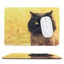 yanfind The Mouse Pad Pet Outdoors Kitten Portrait Curiosity Cute Staring Furry Cat Eye Curious Whisker Pattern Design Stitched Edges Suitable for home office game