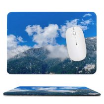 yanfind The Mouse Pad Abies Range Tree Sky Slope Mountain Cumulus Snow Domain Plant Fir Pattern Design Stitched Edges Suitable for home office game