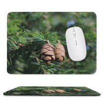 yanfind The Mouse Pad Abies Tree Pine Cone Plant Fir Larch Free Fall Yew Insect Pattern Design Stitched Edges Suitable for home office game