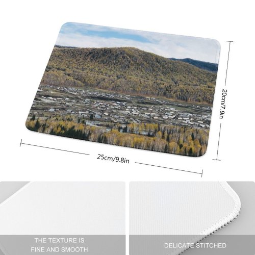 yanfind The Mouse Pad Abies Scenery Range Tree Mountain Domain Wilderness Plant Fir Public Pattern Design Stitched Edges Suitable for home office game