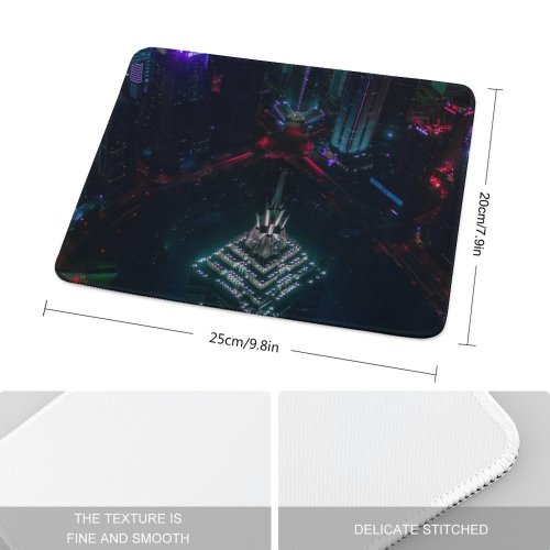 yanfind The Mouse Pad Black Dark Skyscrapers Shanghai Cityscape Aerial Night City Lights Pattern Design Stitched Edges Suitable for home office game