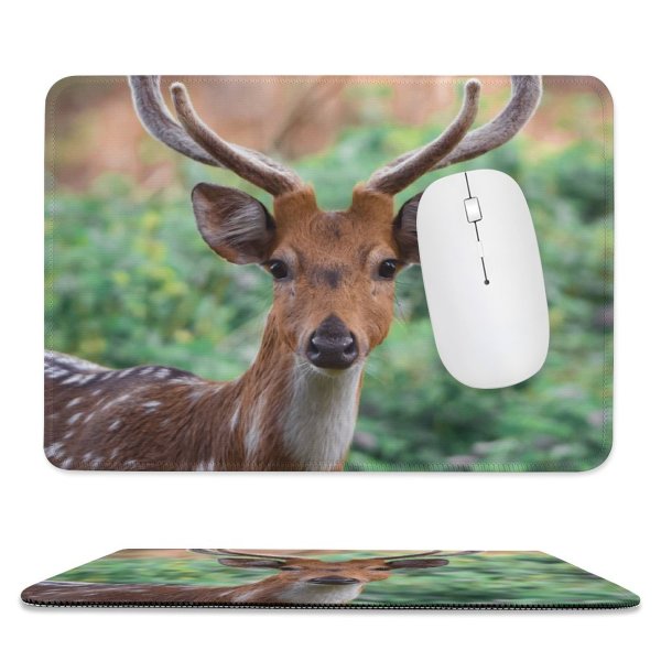yanfind The Mouse Pad Blur Focus Wild Depth Field Wildlife Stag Fur Outdoors Snout Deer Antlers Pattern Design Stitched Edges Suitable for home office game