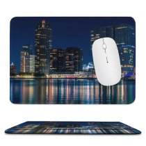 yanfind The Mouse Pad Carsten Heyer City Rotterdam Netherlands Nightscape Cityscape Reflection Night Lights Skyscrapers Modern Pattern Design Stitched Edges Suitable for home office game