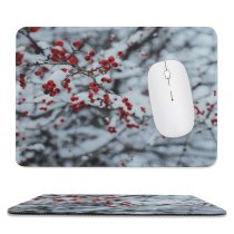 yanfind The Mouse Pad Blur Frozen Focus Tree Winter Berries Season Icee Wood Icy Frosty Snow Pattern Design Stitched Edges Suitable for home office game