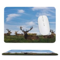 yanfind The Mouse Pad Reindeer Deer Antlers Grass Wildlife Herd Pattern Design Stitched Edges Suitable for home office game