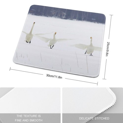 yanfind The Mouse Pad Whooper Swan Bird Ice Winter Snow Tundra Atmospheric Ducks Geese Swans Waterfowl Pattern Design Stitched Edges Suitable for home office game