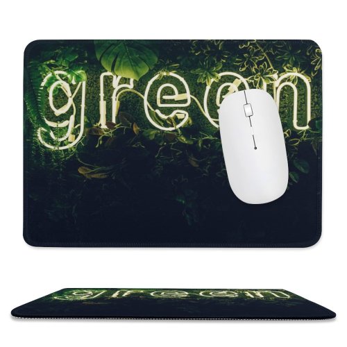 yanfind The Mouse Pad Daria Shevtsova Neon Plant Illuminated Leaves Pattern Design Stitched Edges Suitable for home office game