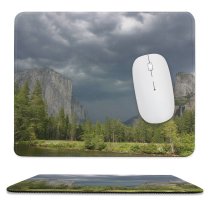 yanfind The Mouse Pad California Grass Wilderness Thunder Half Forest Dome Cloud Clouds Highland Mountainous Waterfall Pattern Design Stitched Edges Suitable for home office game