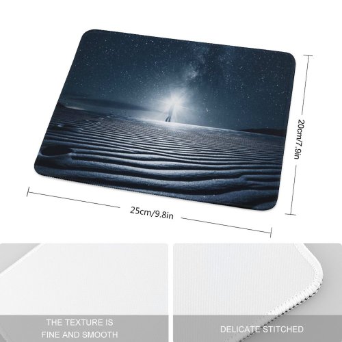 yanfind The Mouse Pad Night Starry Sky Light Desert Sand Dunes Pattern Design Stitched Edges Suitable for home office game