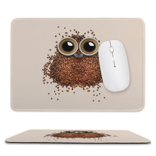 yanfind The Mouse Pad Comfreak Lifestyle Coffee Beans Owl Cup Drinks Caffeine Beautiful Pattern Design Stitched Edges Suitable for home office game