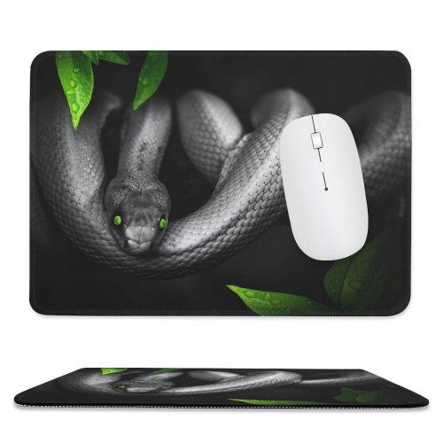 yanfind The Mouse Pad Dark Snake Reptile Eyes Jungle Pattern Design Stitched Edges Suitable for home office game