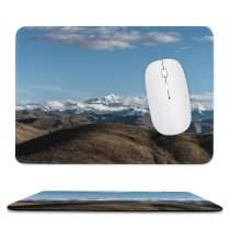 yanfind The Mouse Pad Scenery Range Sky Slope Mountain Grass Snow Plant Free Ice Travel Pattern Design Stitched Edges Suitable for home office game