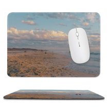 yanfind The Mouse Pad Recreation Seaside Sunset Shore Beach Harmony Horizon Colorful Silhouette Twilight Carefree Walk Pattern Design Stitched Edges Suitable for home office game