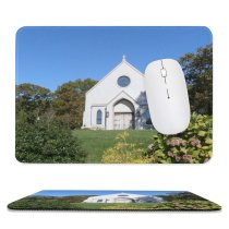 yanfind The Mouse Pad Building Chapel Sky Cod Massachusetts Tree Place Leaf Church Worship Harwich Property Pattern Design Stitched Edges Suitable for home office game