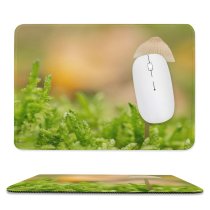 yanfind The Mouse Pad Blur Freshness Forest Little Desktop Grass Light Macro Moss Growth Mycena Toadstool Pattern Design Stitched Edges Suitable for home office game