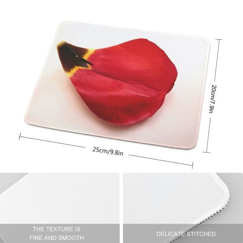 yanfind The Mouse Pad Tulip Leaf Petal Lip Carmine Heart Plant Coquelicot Valentine's Flower Pattern Design Stitched Edges Suitable for home office game