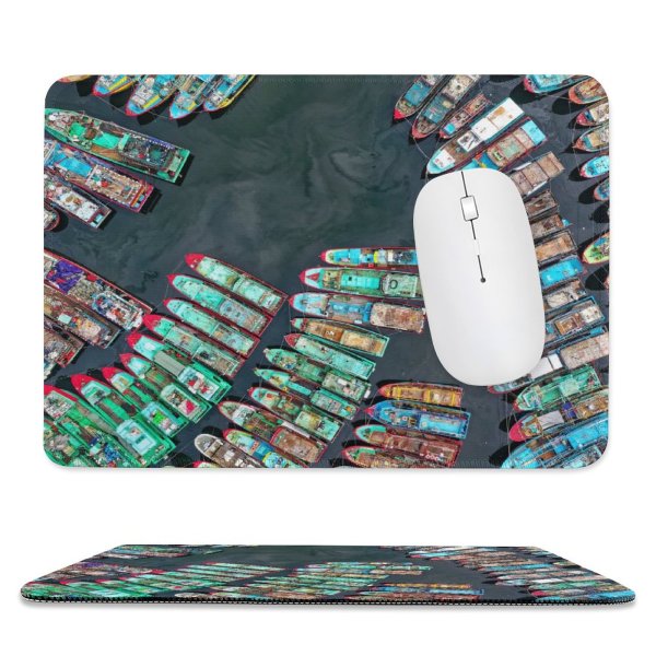 yanfind The Mouse Pad Boats Above Drone From Eye Bird's Watercrafts Aerial Shot Pattern Design Stitched Edges Suitable for home office game