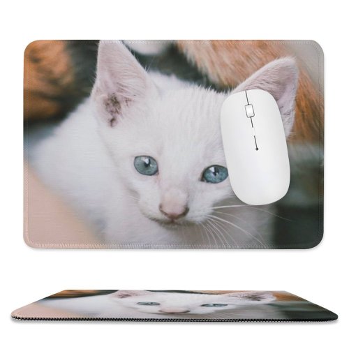 yanfind The Mouse Pad Funny Curiosity Sit Little Young Eye Pet Whisker Downy Fur Portrait Pattern Design Stitched Edges Suitable for home office game