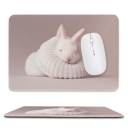 yanfind The Mouse Pad Cute Rabbit Newborn Baby Bunny Sock Cute Bunny Pattern Design Stitched Edges Suitable for home office game