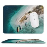 yanfind The Mouse Pad Boats Above Shore From Island Seashore Eye Bird's Watercrafts Aerial Shot Pattern Design Stitched Edges Suitable for home office game