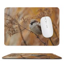 yanfind The Mouse Pad Blur Focus Wild Wings Depth Avian Field Plumage Wildlife Finch Beak Songbird Pattern Design Stitched Edges Suitable for home office game