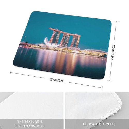 yanfind The Mouse Pad Pang Yuhao Marina Bay Sands Singapore Hour Night Life City Lights Reflection Pattern Design Stitched Edges Suitable for home office game