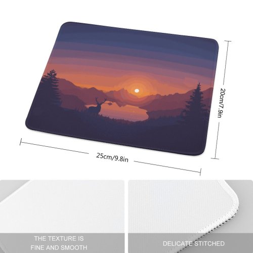 yanfind The Mouse Pad Coyle Lakeside Sunset Deer Minimal Art Landscape Scenic Panorama Pattern Design Stitched Edges Suitable for home office game