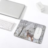 yanfind The Mouse Pad Frozen Snowstorm Freezing Deer Frost Frosty Winter Outdoors Scenic Woods Fall Wintry Pattern Design Stitched Edges Suitable for home office game