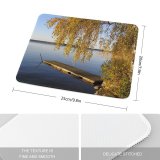 yanfind The Mouse Pad Bridge Landscape Lake Bank Natural Shore Reflection Sky Autumn Tree Lake Pattern Design Stitched Edges Suitable for home office game