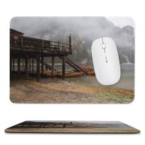 yanfind The Mouse Pad Boats Coniferous Picturesque Serene Fog Rural Scenery Placid Hazy Mountains Daytime Mm Pattern Design Stitched Edges Suitable for home office game